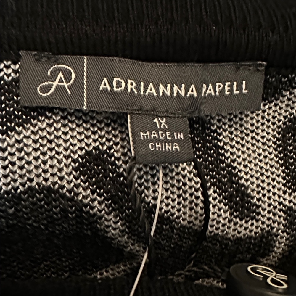 Adrianna Papell Heart Print Sweater Size 1X black white new with tags - Picture 8 of 9